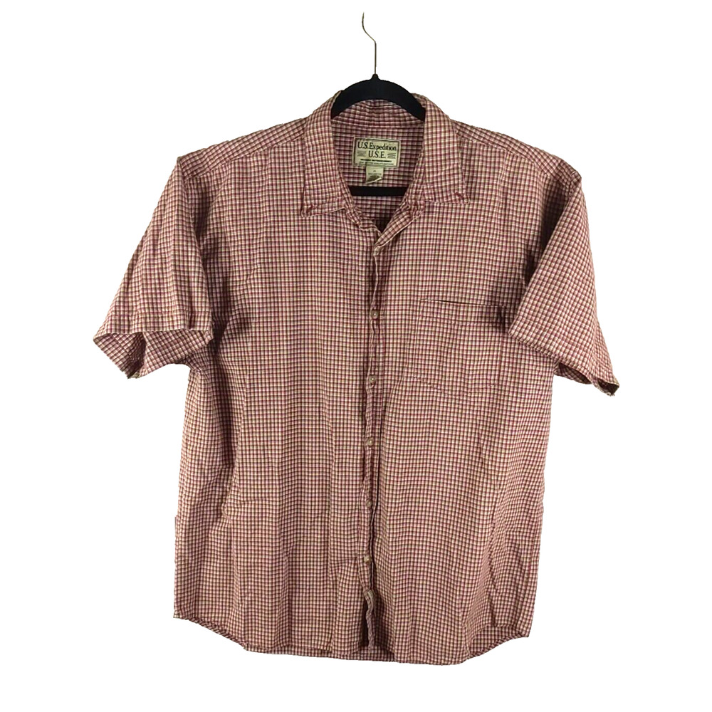 U.S. Expedition U.S.E. Mens Red Plaid Short Sleeve Shirt Size X Large Button Up - Picture 6 of 6